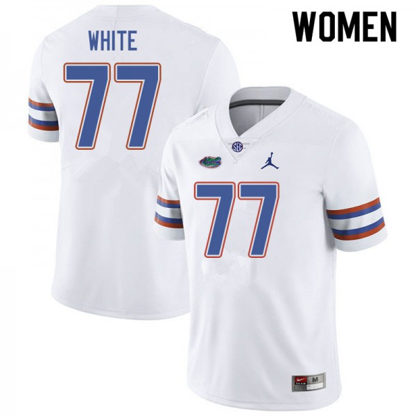 Jordan Brand Women #77 Ethan White Florida Gators College Football Jersey White